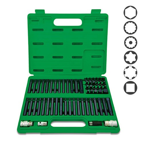 Набор бит TORX, HEX, SPLINE, RIBE, SQ 60ед.
